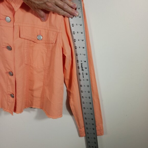 Mudd Pie, S, Tangerine "Jean Jacket Look" Cropped Cotton Jacket Lt. Wt., Casual - Picture 10 of 14